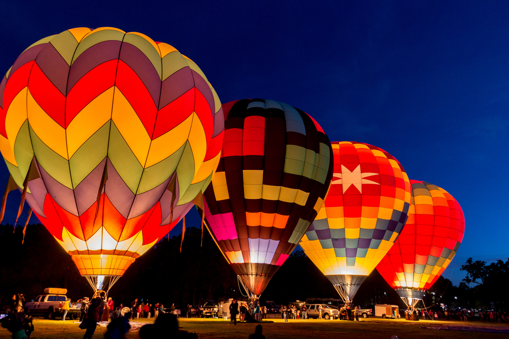 hot air baloons at night