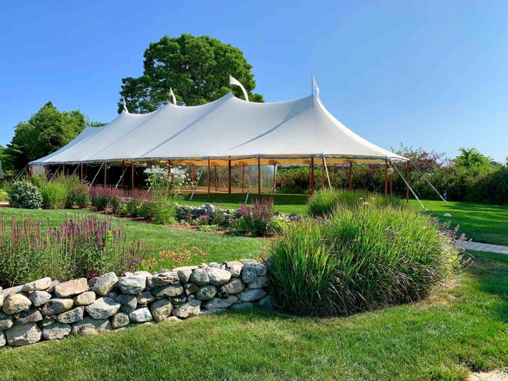 A sailcloth tent for a wedding in Maine.